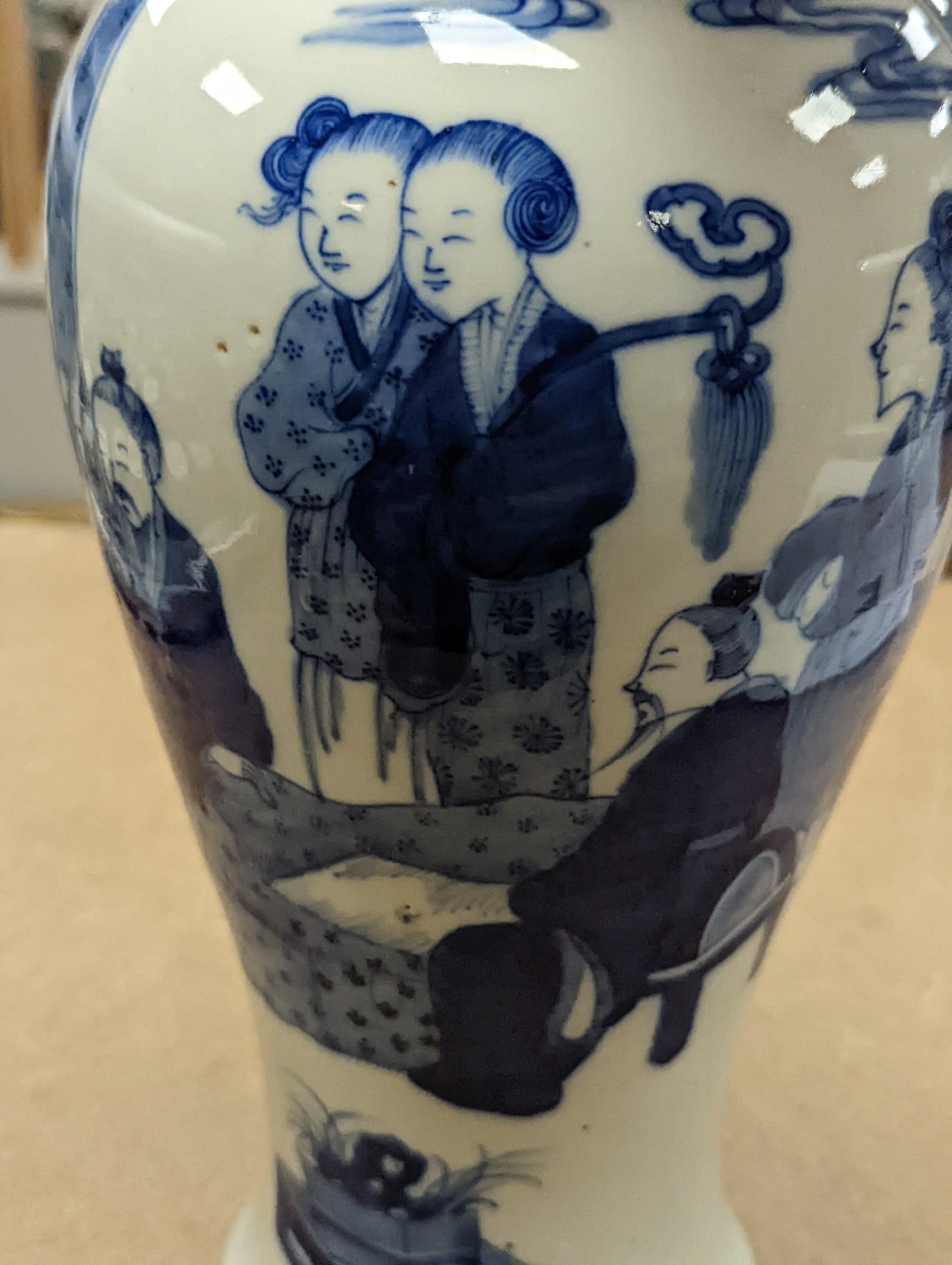 A Chinese underglaze blue baluster vase, 30 cms high.